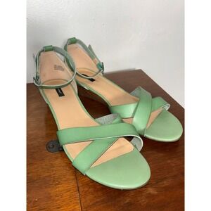 Masseys Wedge Sandals Womens Sz 12M Green Ankle Strap Low Heel Dress Shoes
